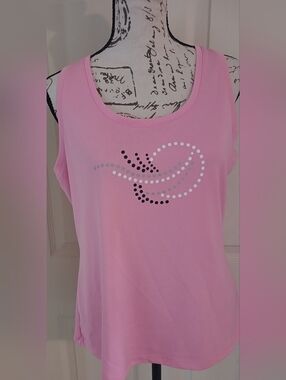Moret Ultra Pink Sleeveless Tank Top with Decorative Dot Swirl